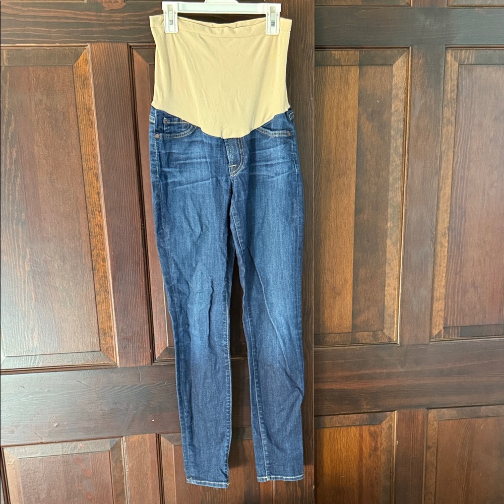 7 For All Mankind maternity Blue Jeans with Tan Waistband